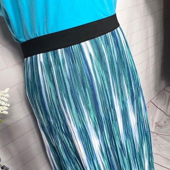 🔥2/$10 |•NOTATIONS•| Maxi Skirt White Blue Aqua Maxi Skirt Size 2X - Picture 8 of 8